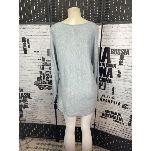 Premise XL Gray Heather Cashmere Blend Scoop Neck Long Dolman Sleeve Sweater - Picture 2 of 5